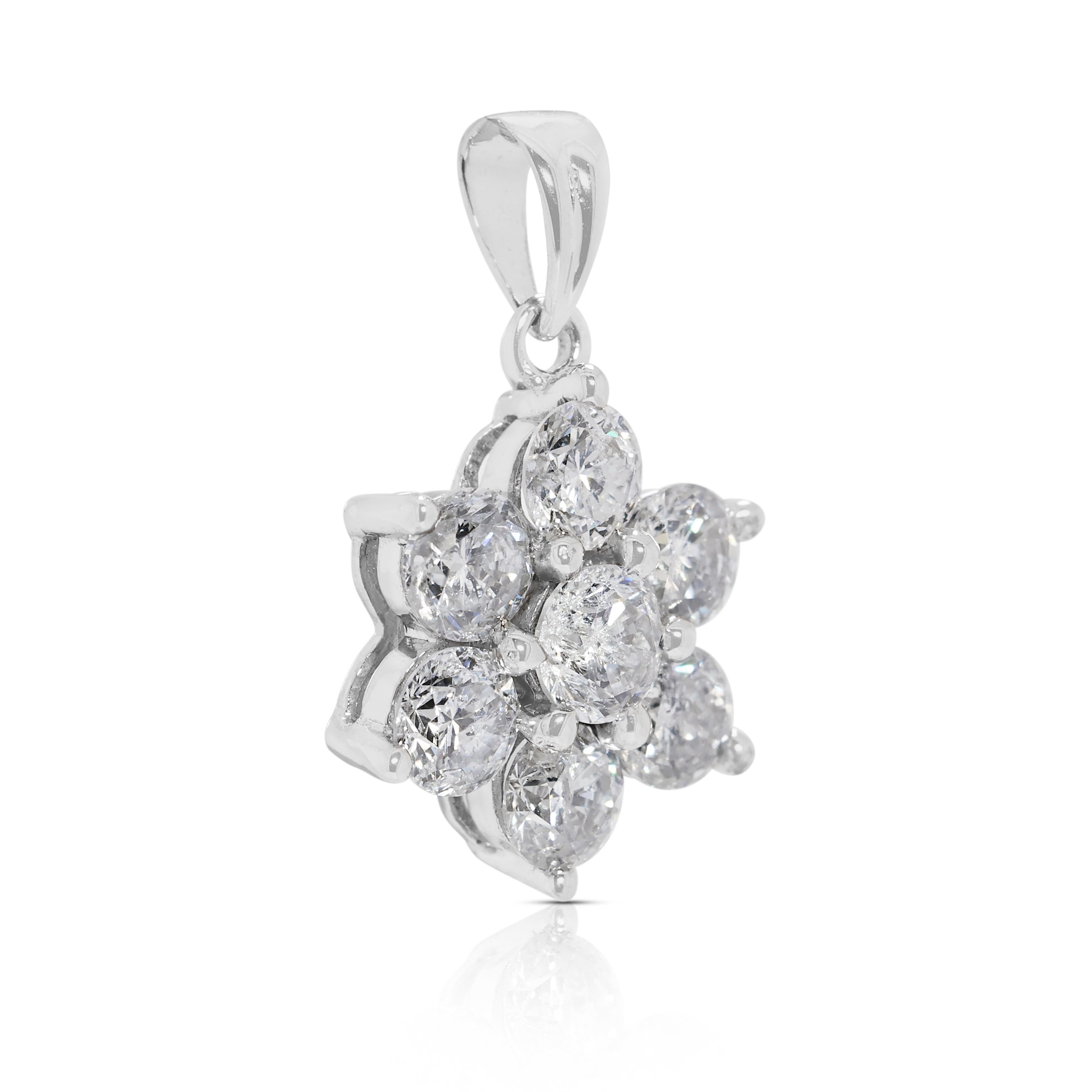 Wunderschöner 1,4ct natürlicher Diamant-Anhänger aus 18K Weißgold (Rundschliff) im Angebot