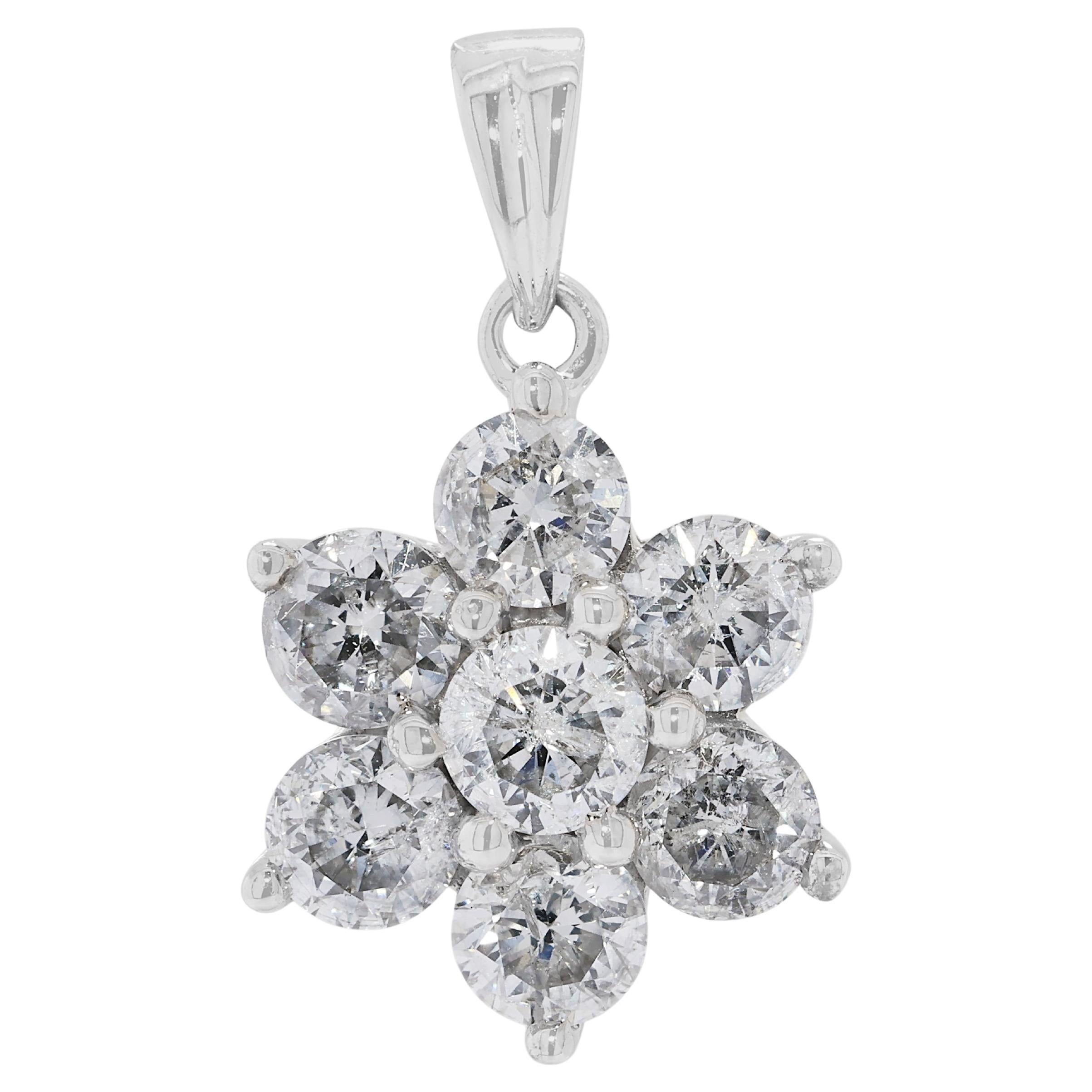 Splendido ciondolo con diamante naturale da 1,4 carati in oro bianco 18 carati