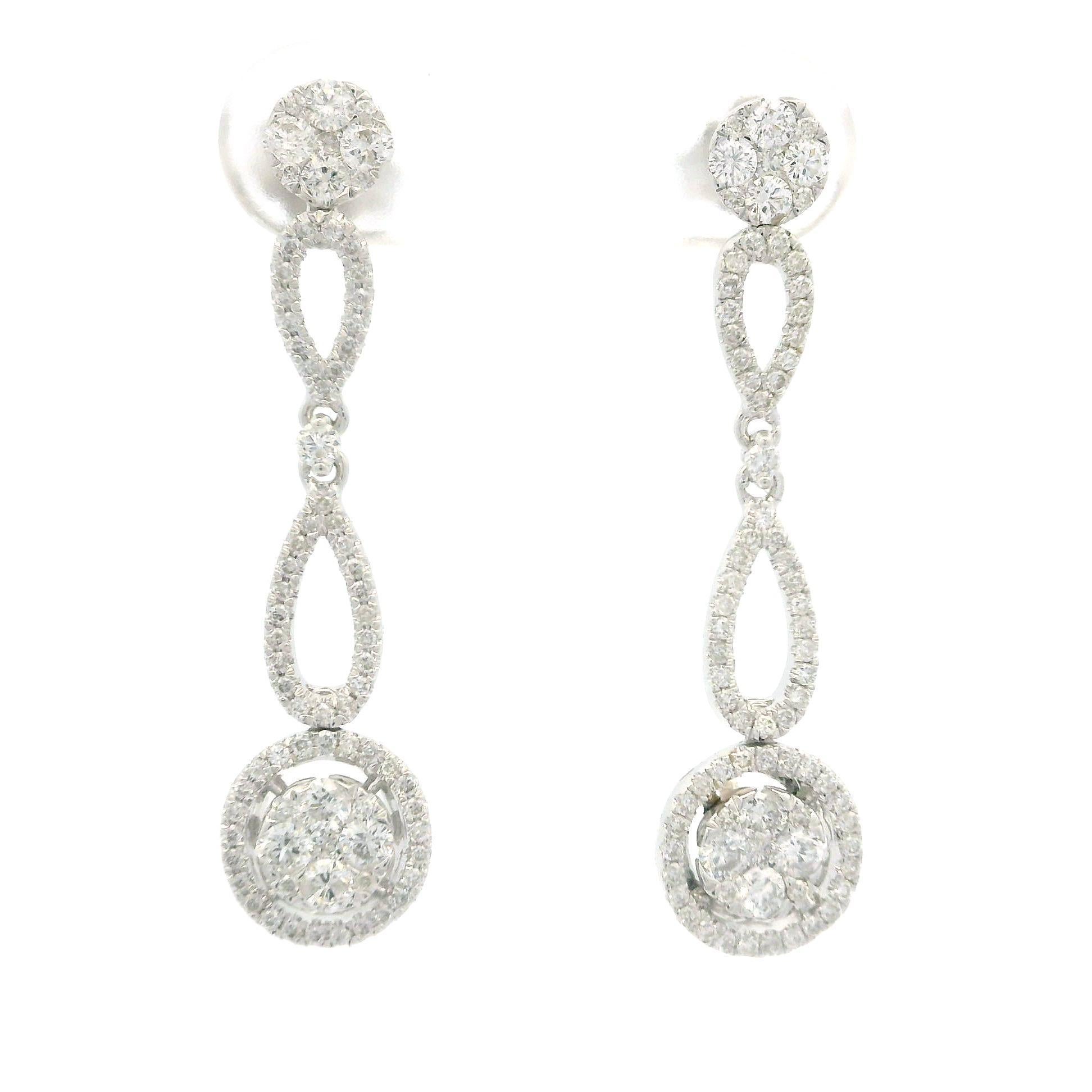 Donna Splendidi orecchini a goccia con diamante da 1,30 carati in oro 14k con chiusura a farfalla in vendita
