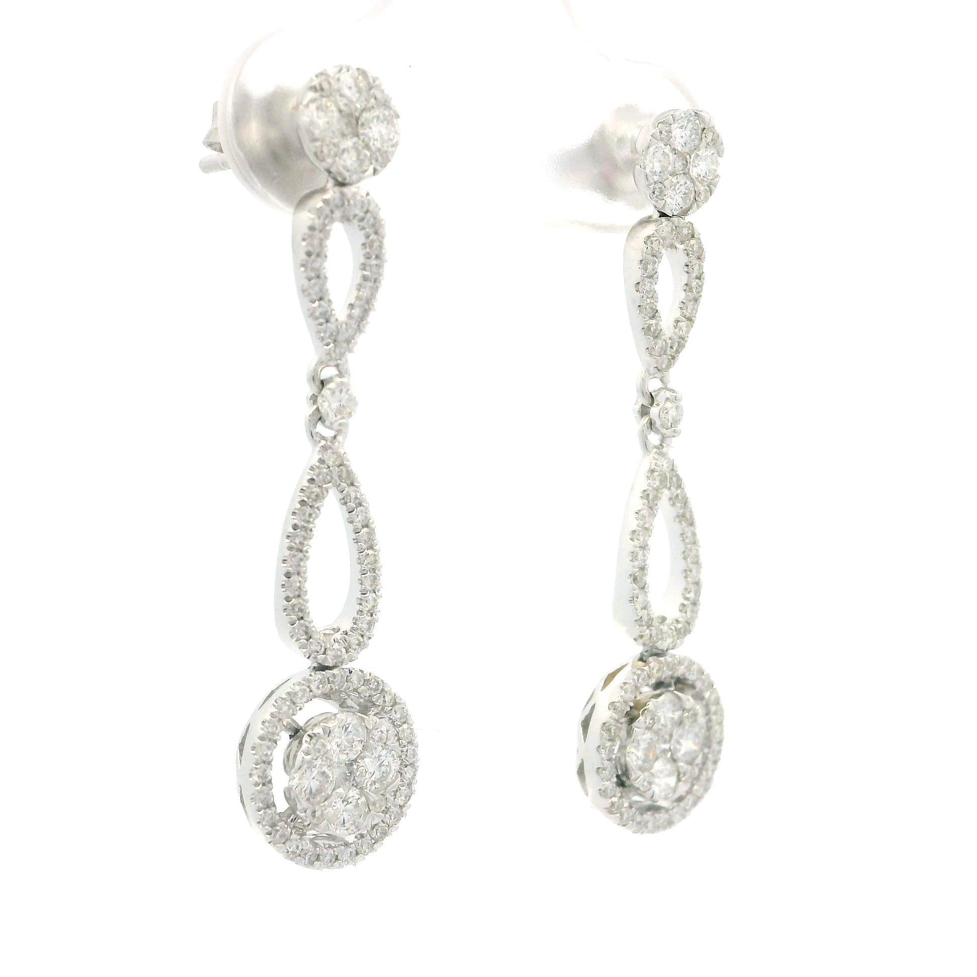 Splendidi orecchini a goccia con diamante da 1,30 carati in oro 14k con chiusura a farfalla in vendita 1