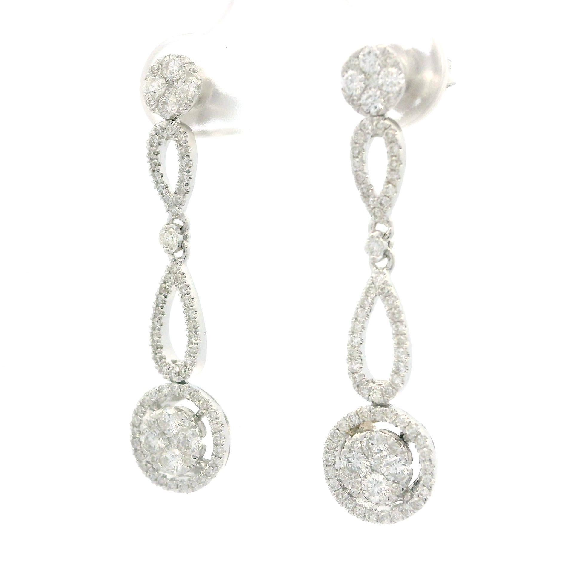 Splendidi orecchini a goccia con diamante da 1,30 carati in oro 14k con chiusura a farfalla in vendita 2