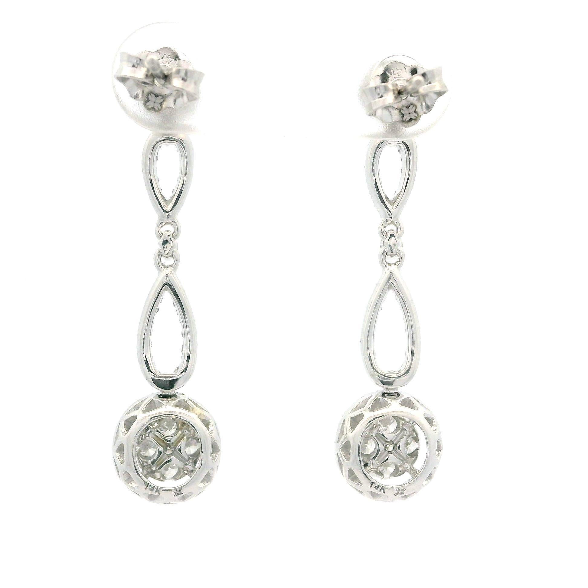 Splendidi orecchini a goccia con diamante da 1,30 carati in oro 14k con chiusura a farfalla in vendita 3