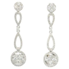 Gorgeous 14k Gold 1.30ctw Diamond Dangle Drop Earrings w/ Butterfly Closures