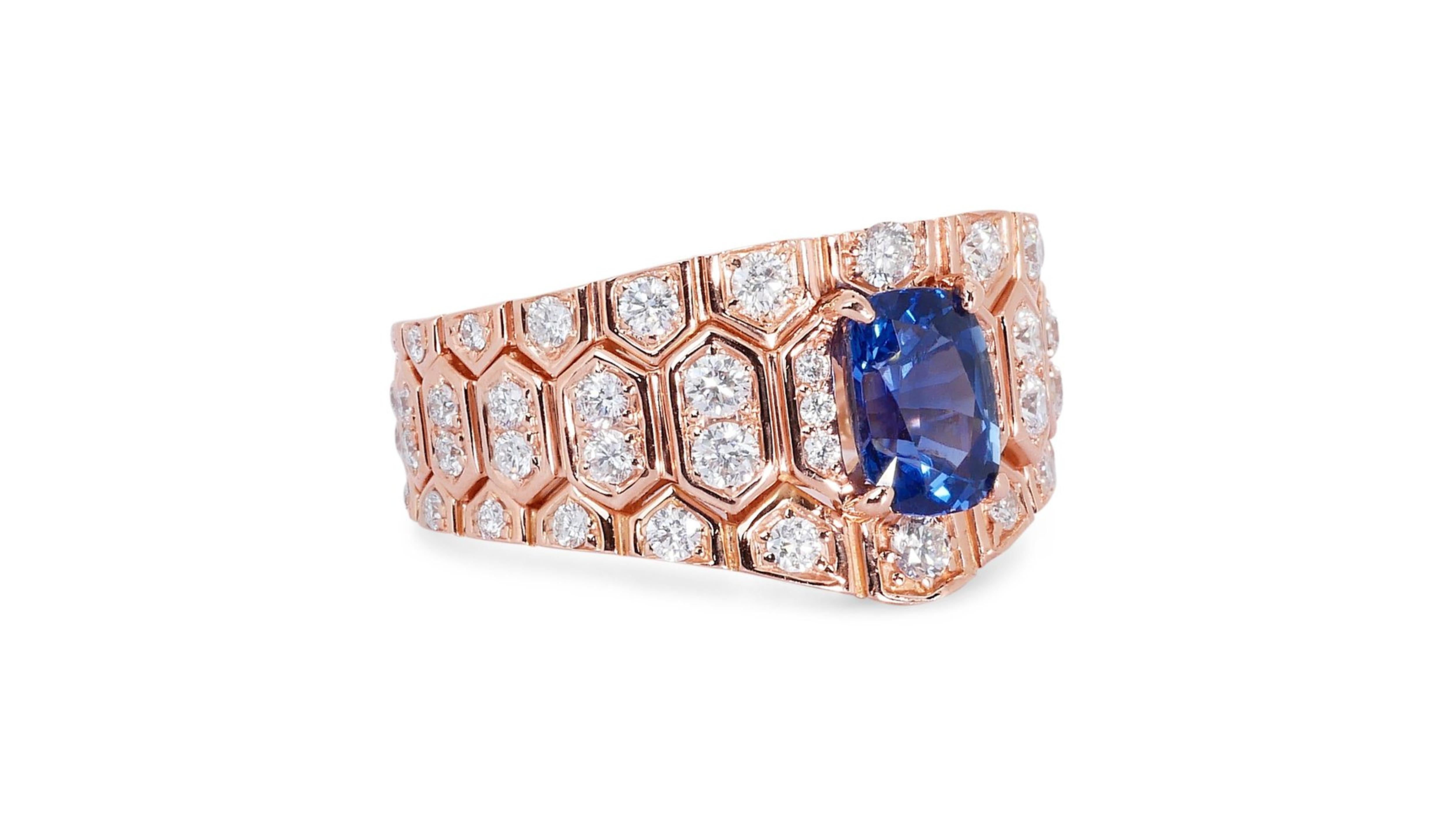 Women's Gorgeous 14k Pink Gold with 2.65 total carat of Natural Sapphire and Diamond For Sale