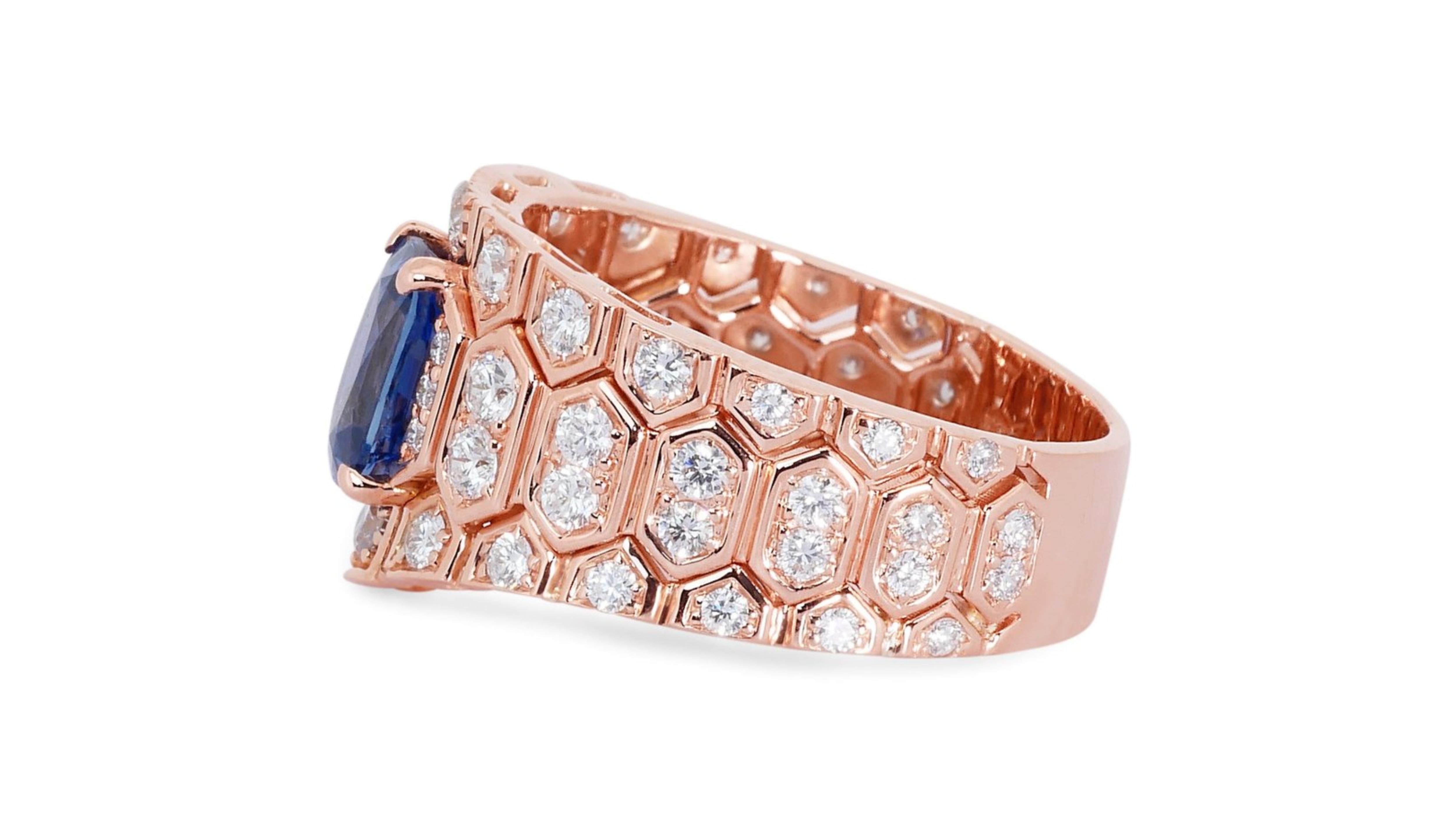 Gorgeous 14k Pink Gold with 2.65 total carat of Natural Sapphire and Diamond For Sale 1