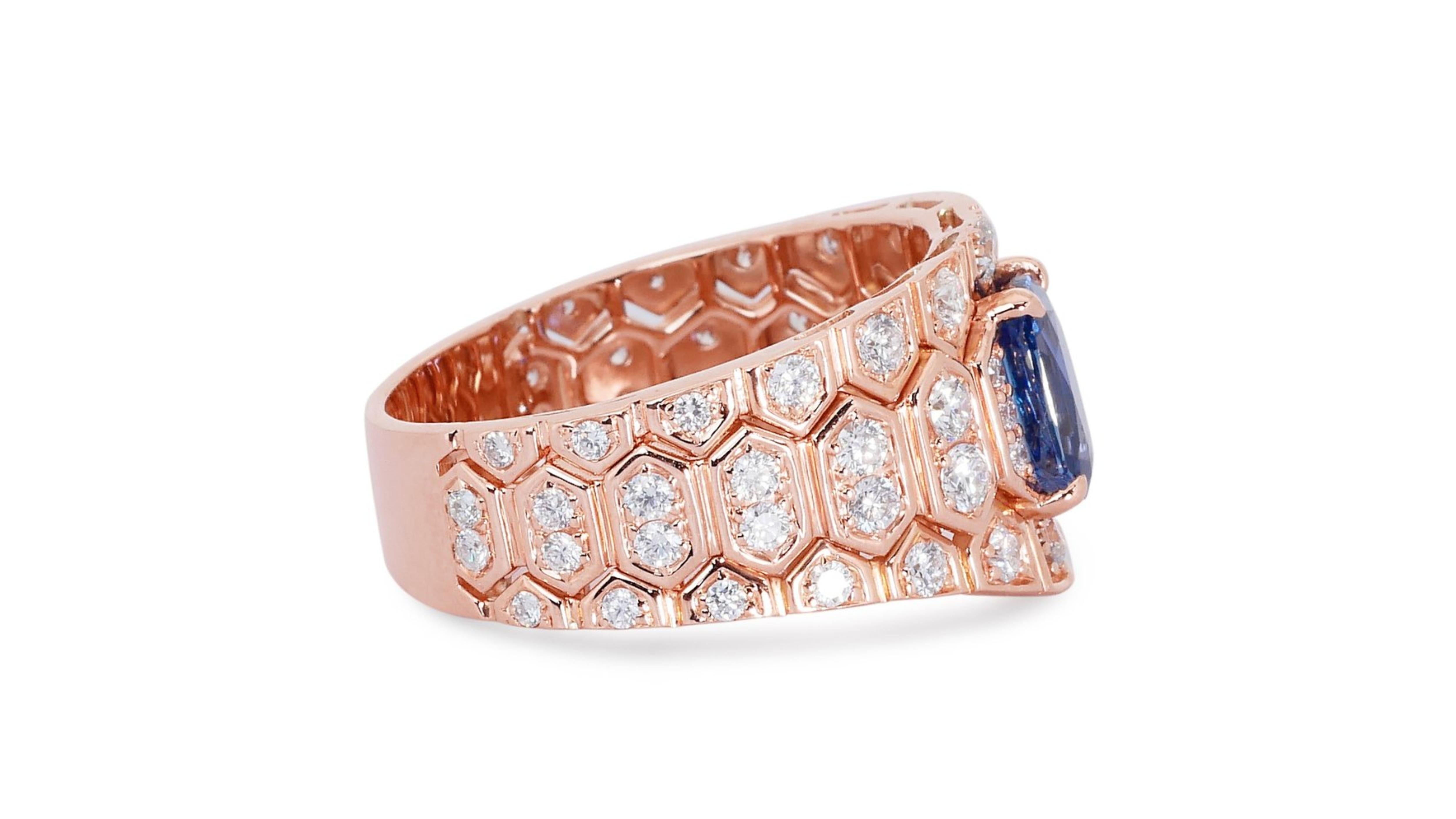 Gorgeous 14k Pink Gold with 2.65 total carat of Natural Sapphire and Diamond For Sale 2