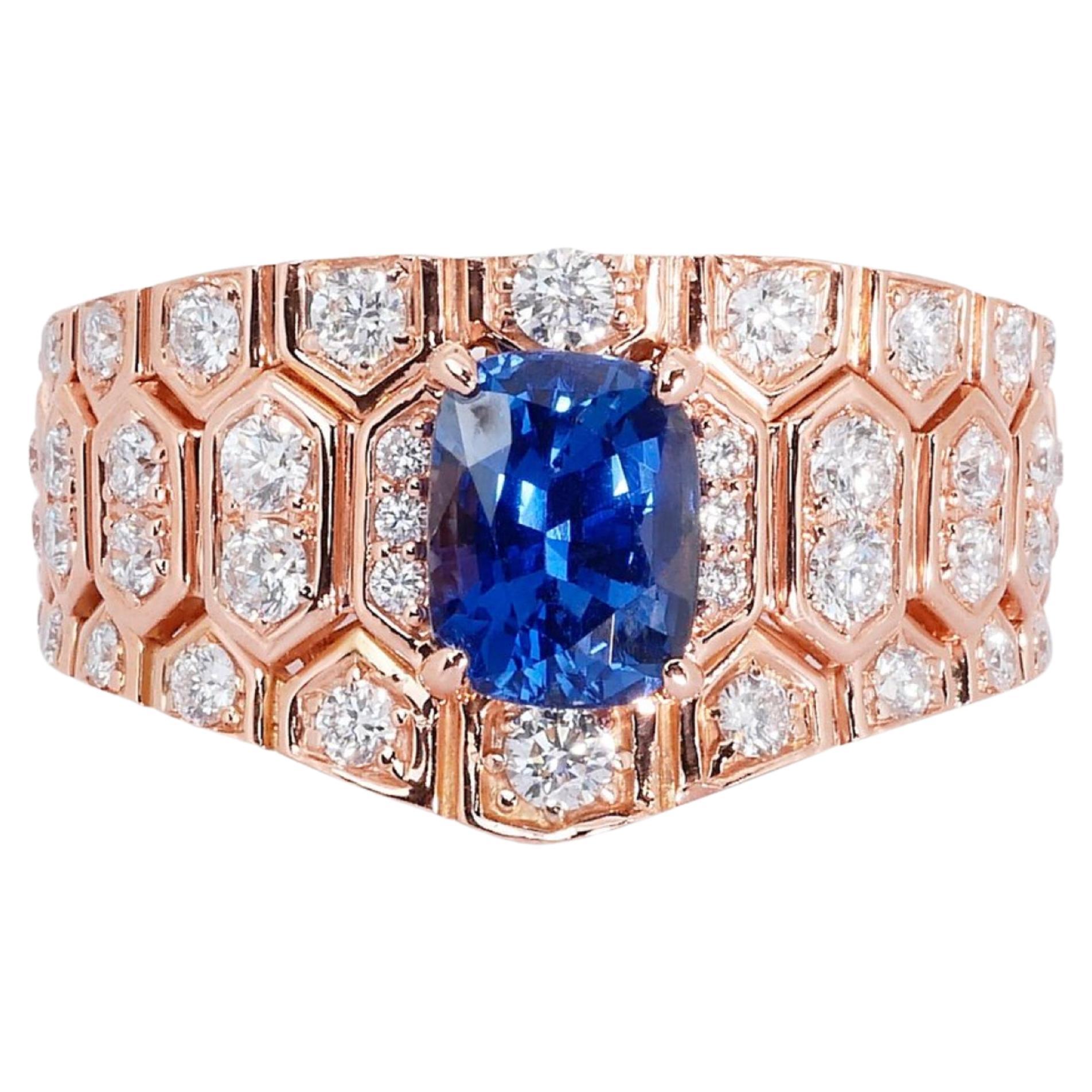 Gorgeous 14k Pink Gold with 2.65 total carat of Natural Sapphire and Diamond For Sale