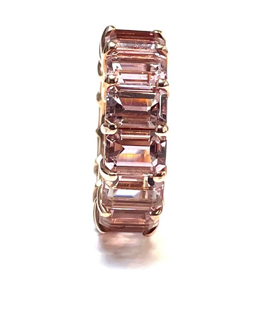 Gorgeous 14K Rose Gold 13.30TCW Morganite Eternity Band In Good Condition In New York, NY