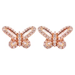 Gorgeous 14K Rose Gold Diamond Butterfly Earrings