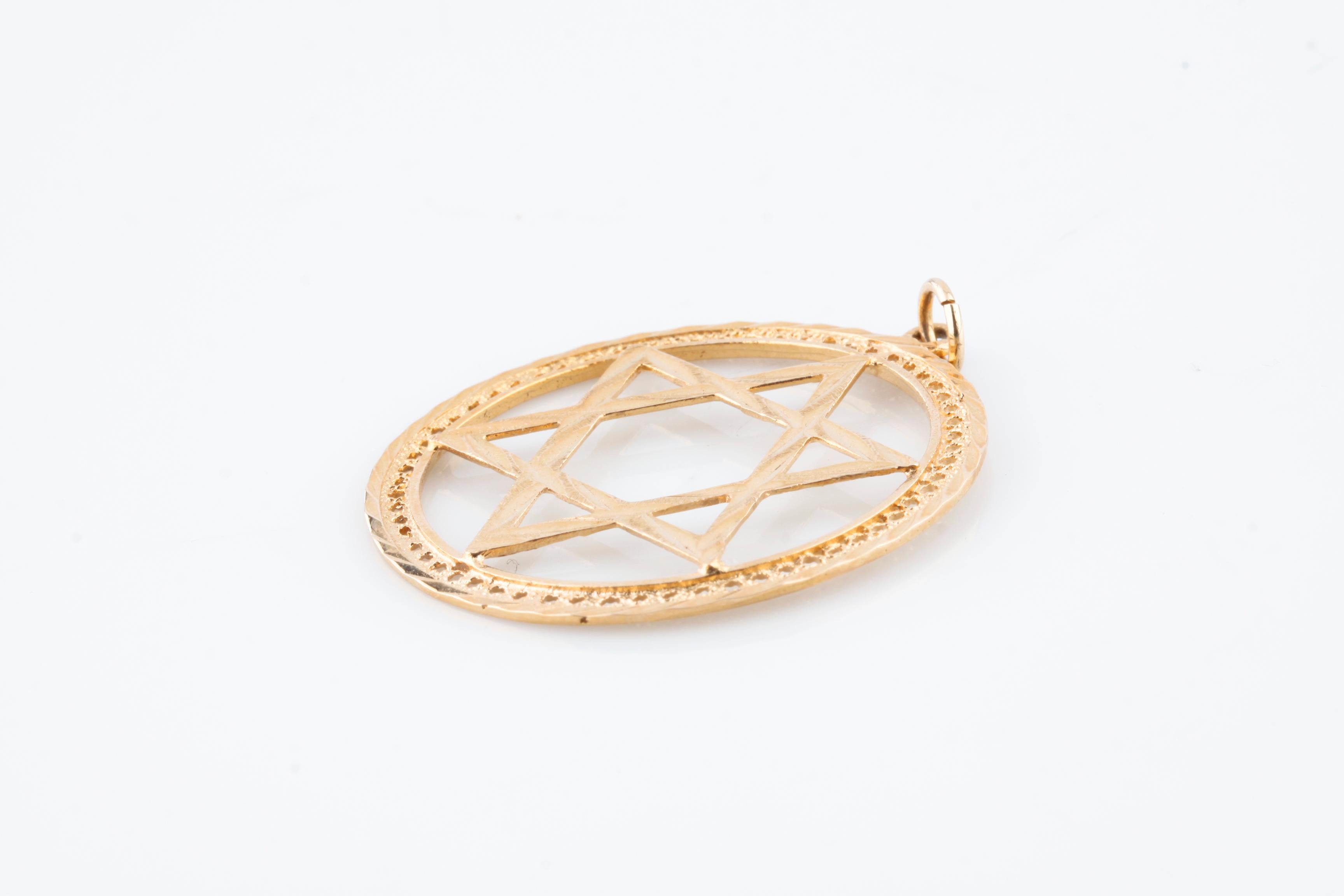 Moderne Superbe pendentif étoile de David en or rose 14 carats, cadeau idéal ! en vente