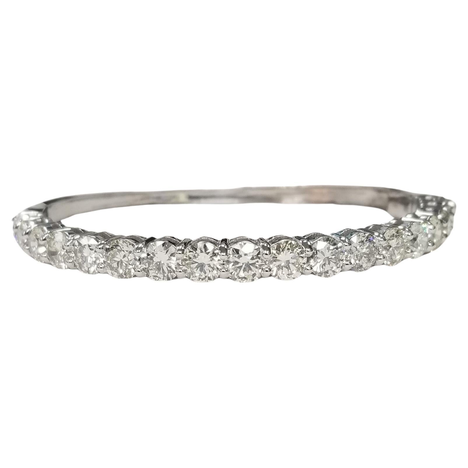 Gorgeous 14k White Gold Diamond "Bangle" Bracelet Weighing 9.30cts. For Sale