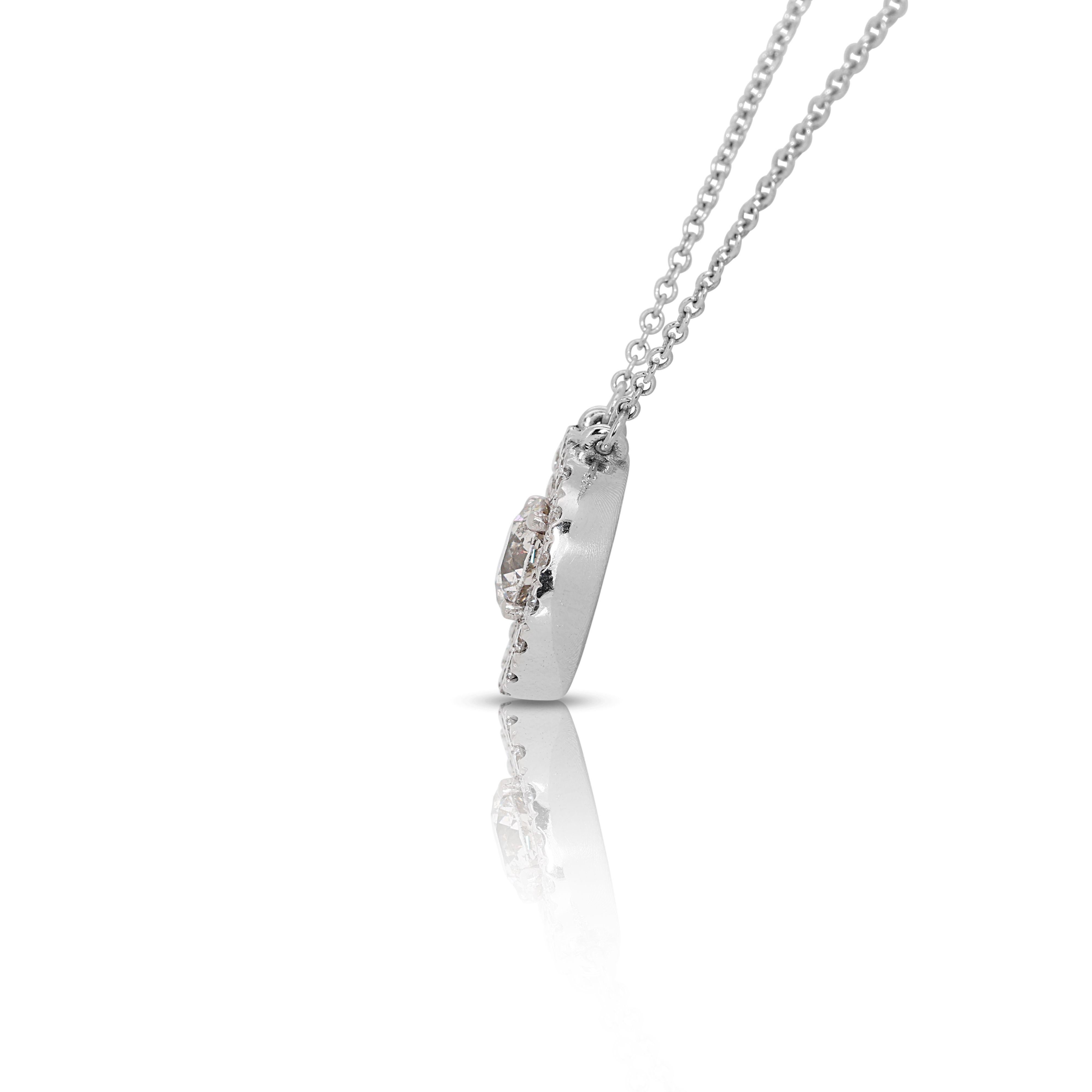 Gorgeous 14k White Gold Double Halo Necklace with 1.17 Carat Natural Diamonds For Sale 1