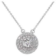 Splendida collana a doppia aureola in oro bianco 14k con diamanti naturali da 1,17 carati
