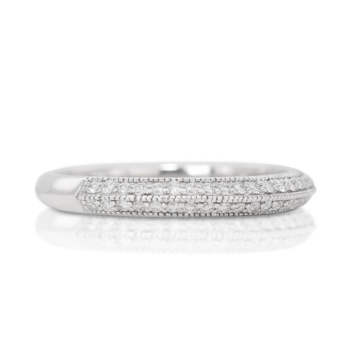 Gorgeous 14k White gold Pave Band Ring with 0.48 carat Natural Diamonds In New Condition For Sale In רמת גן, IL