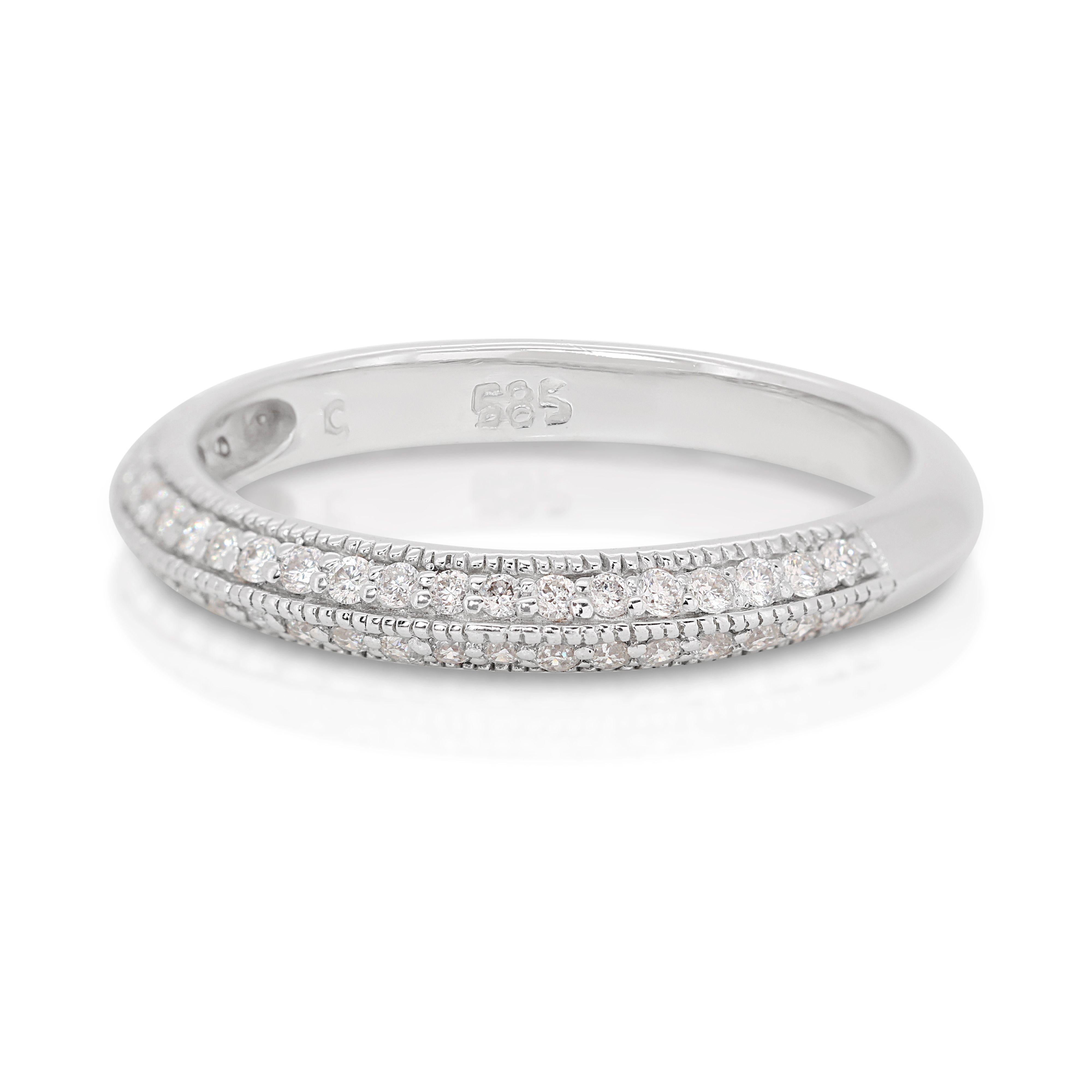 Women's Gorgeous 14k White gold Pave Band Ring with 0.48 carat Natural Diamonds For Sale