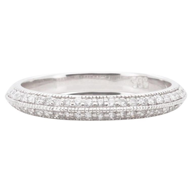 Gorgeous 14k White gold Pave Band Ring with 0.48 carat Natural Diamonds For Sale