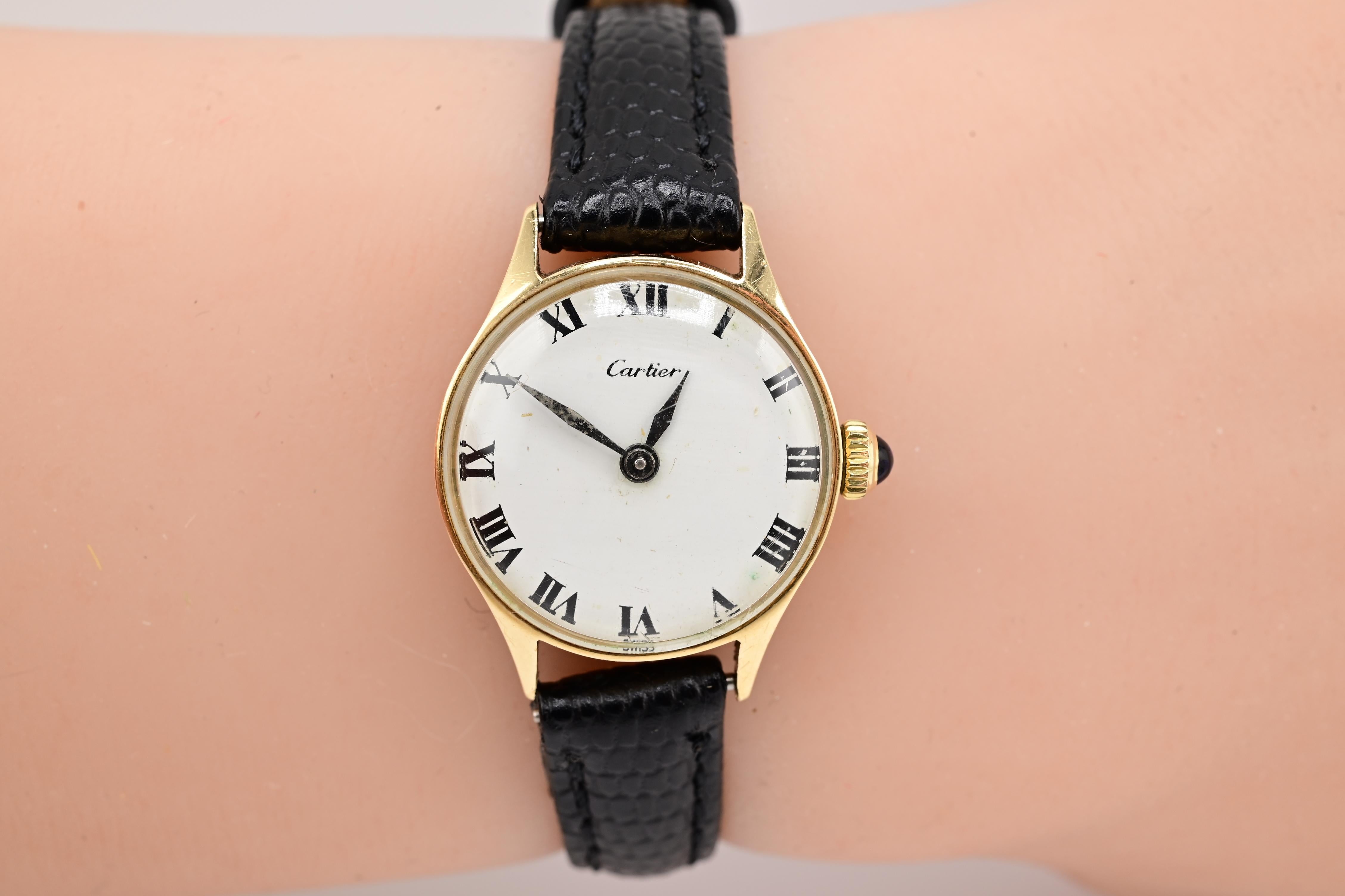 Women's Gorgeous 14K Yellow Gold Cartier For Concord Manual Winding For Sale