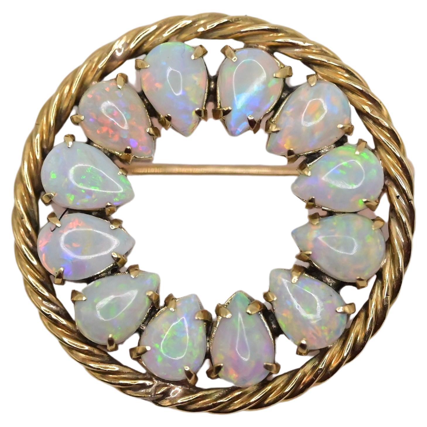 Gorgeous 14k Yellow Gold & Opal Brooch