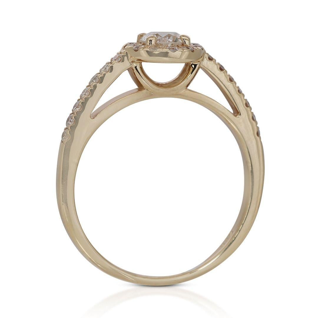 Gorgeous 14K Yellow Gold Pave Ring with 0.53ct Natural Diamonds 2