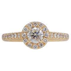 Gorgeous 14K Yellow Gold Pave Ring with 0.53ct Natural Diamonds