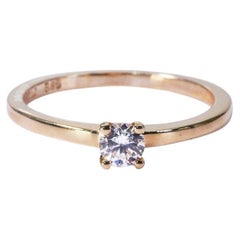Gorgeous 14k Yellow Gold Solitaire Ring 0.17 Ct Natural Diamond Aig Certificate