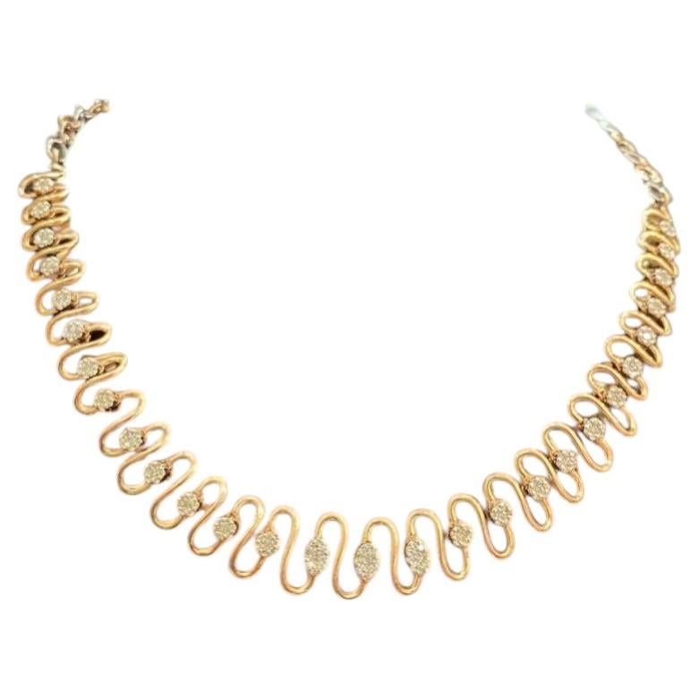 Splendida collana di diamanti rotondi taglio Brilliante da 1,50 carati con marchio di garanzia in oro rosa 14K