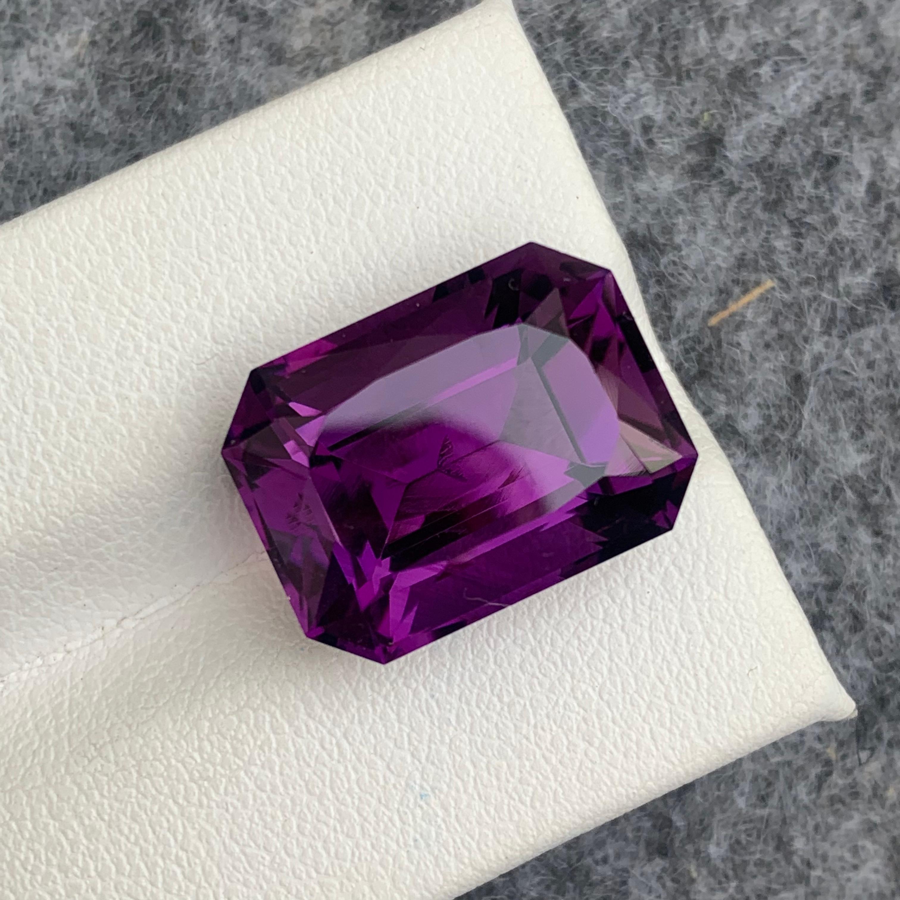 Radiant Cut Gorgeous 15.40 Carat Natural Loose Dark Amethyst February Birthstone from Brazil