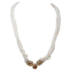 Splendida collana di diamanti e perle d'acqua salata da 155,37 carati in oro giallo 18 carati