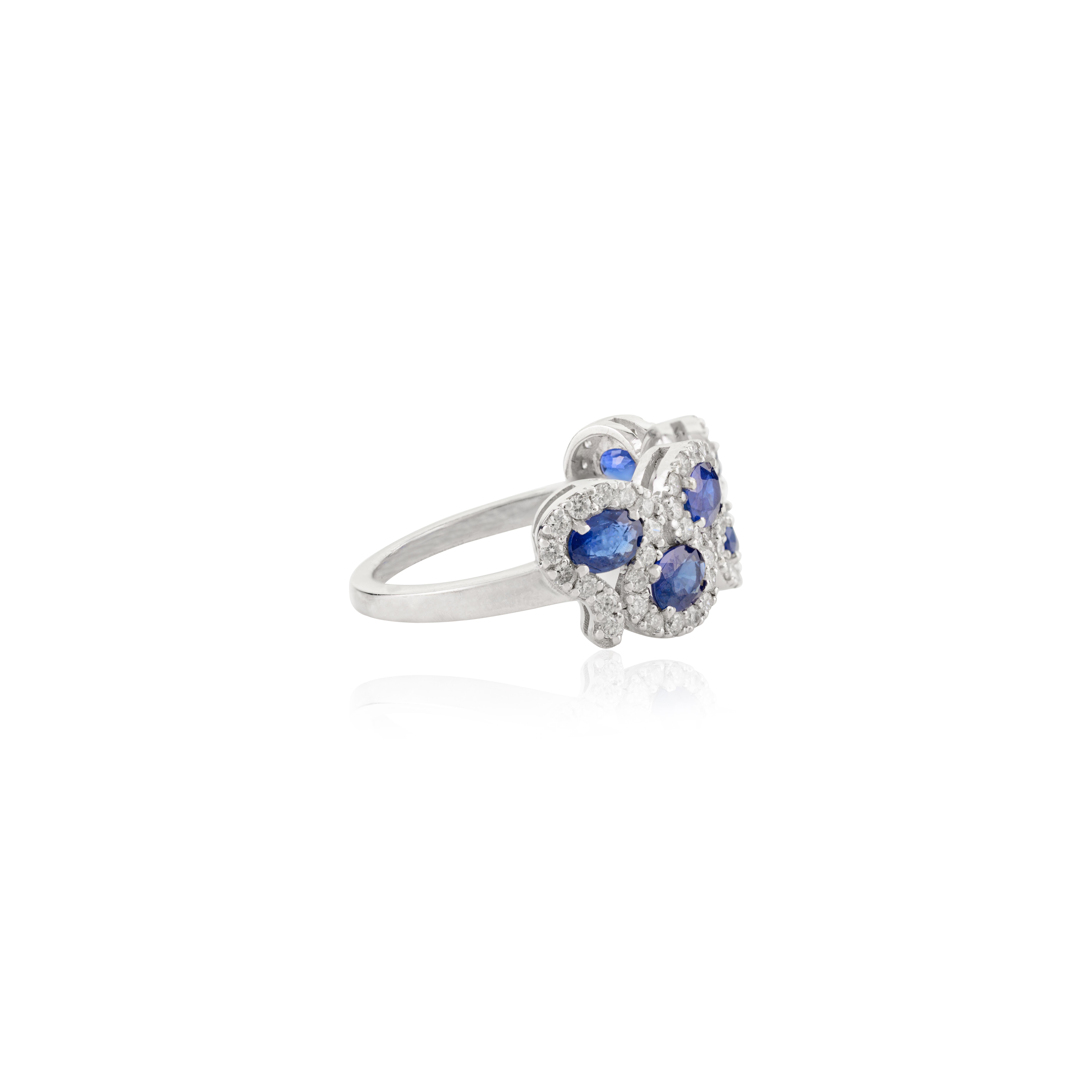 En vente :  Superbe bague de fiançailles en or blanc 14 carats avec saphir bleu de 1,59 carat et diamants 3