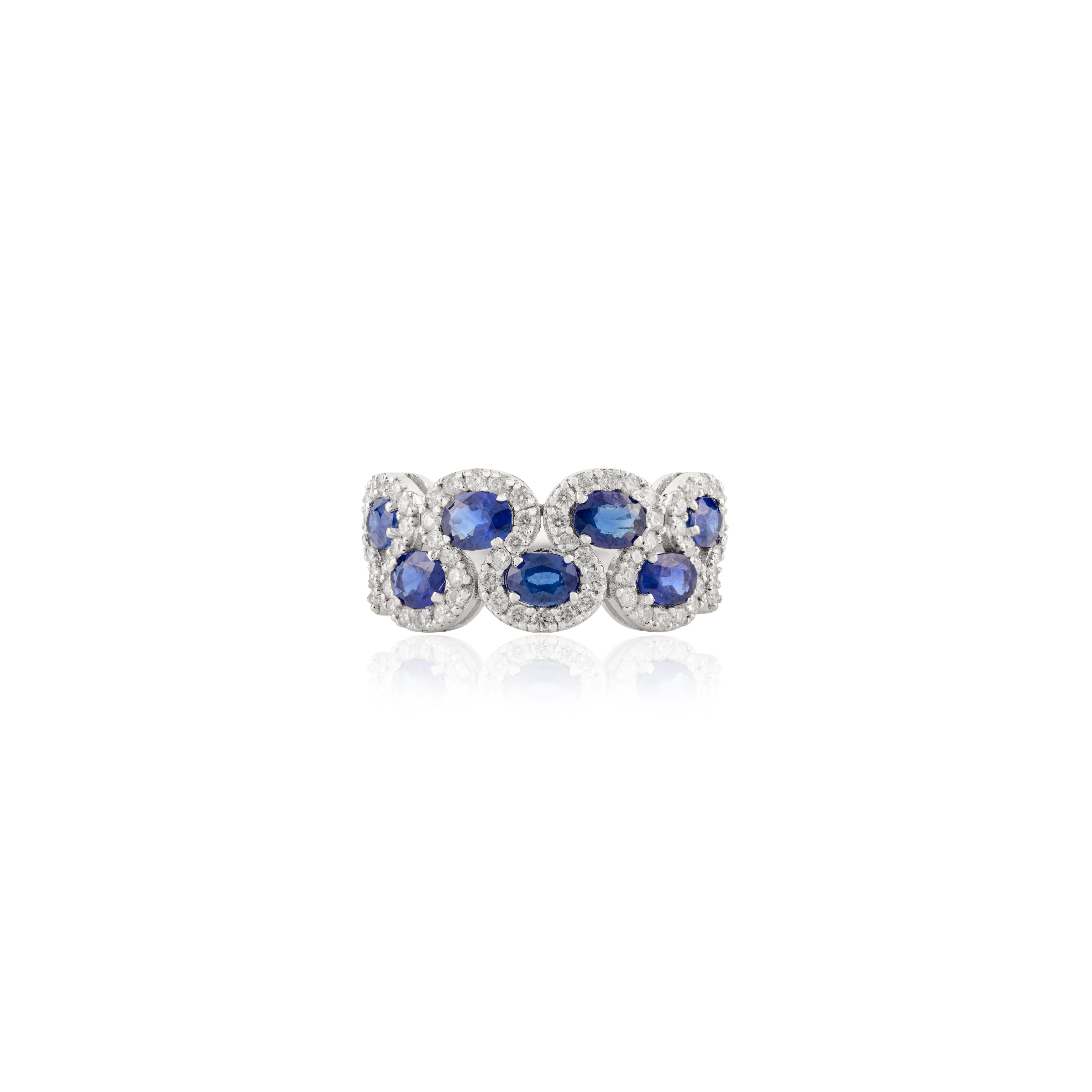 En vente :  Superbe bague de fiançailles en or blanc 14 carats avec saphir bleu de 1,59 carat et diamants 9
