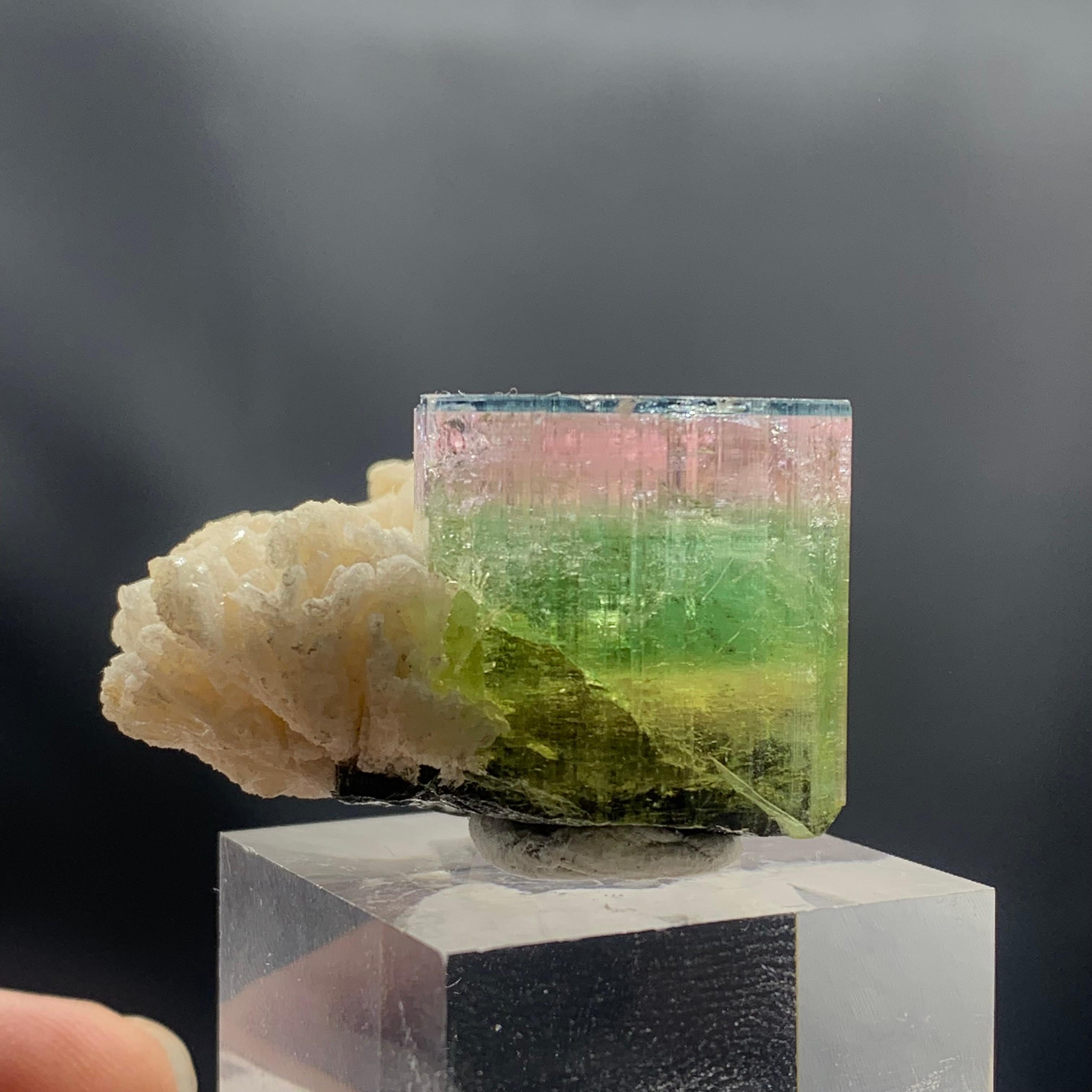 Gorgeous 160.40 Carat Tri Color Tourmaline Specimen from Nooristan Afghanistan For Sale 4