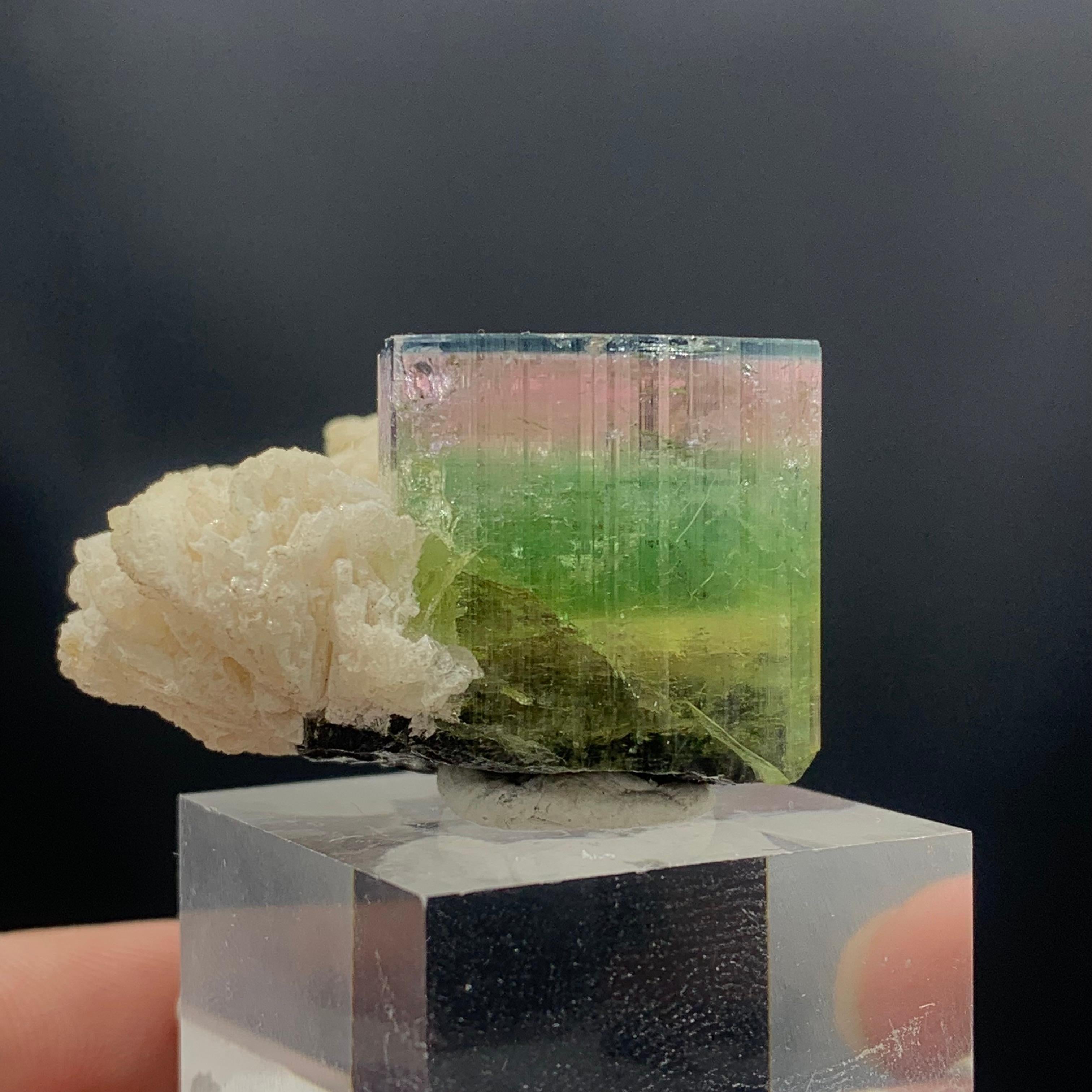 Gorgeous 160.40 Carat Tri Color Tourmaline Specimen from Nooristan Afghanistan In Good Condition For Sale In Peshawar, PK