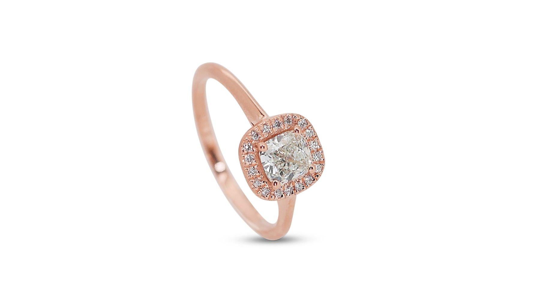 Gorgeous 1.60ct Diamonds Halo Ring in 18k Rose Gold - GIA Certified

Discover a masterpiece of craftsmanship and style with this exquisite 18k rose gold halo ring, featuring a breathtaking 1.50-carat cushion-cut diamond. This main stone is elegantly