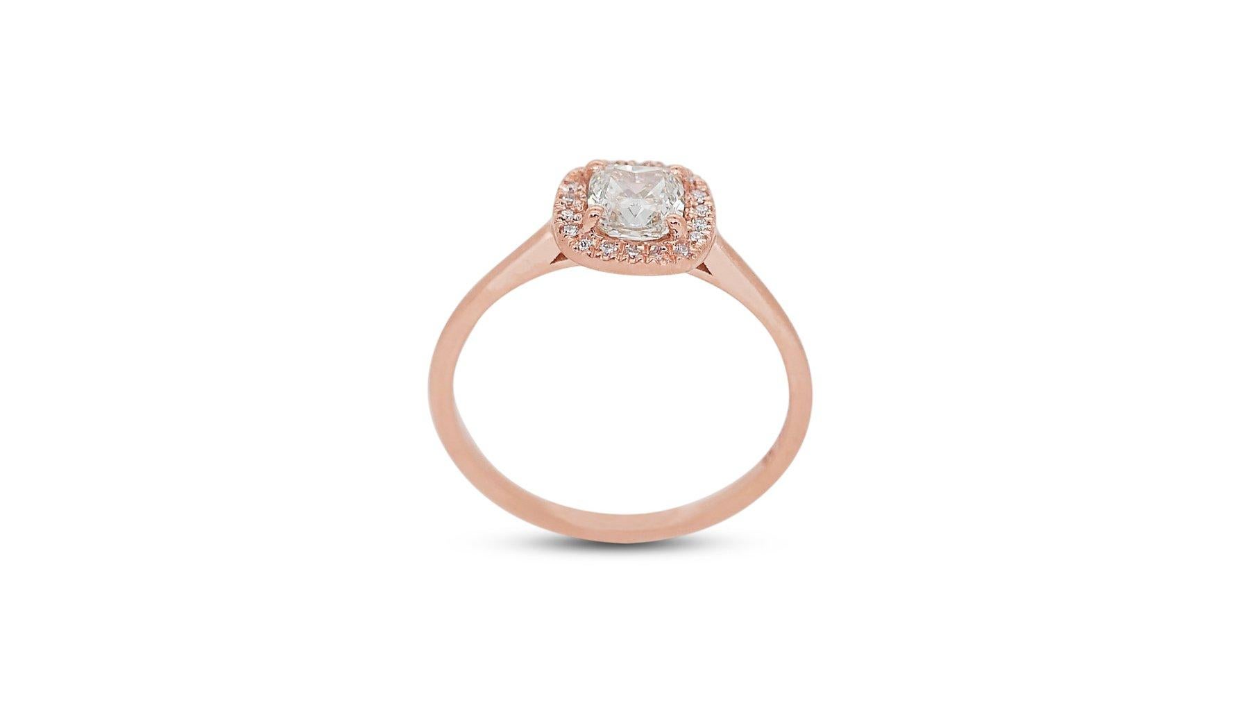 Gorgeous 1.60ct Diamonds Halo Ring in 18k Rose Gold - GIA Certified For Sale 1