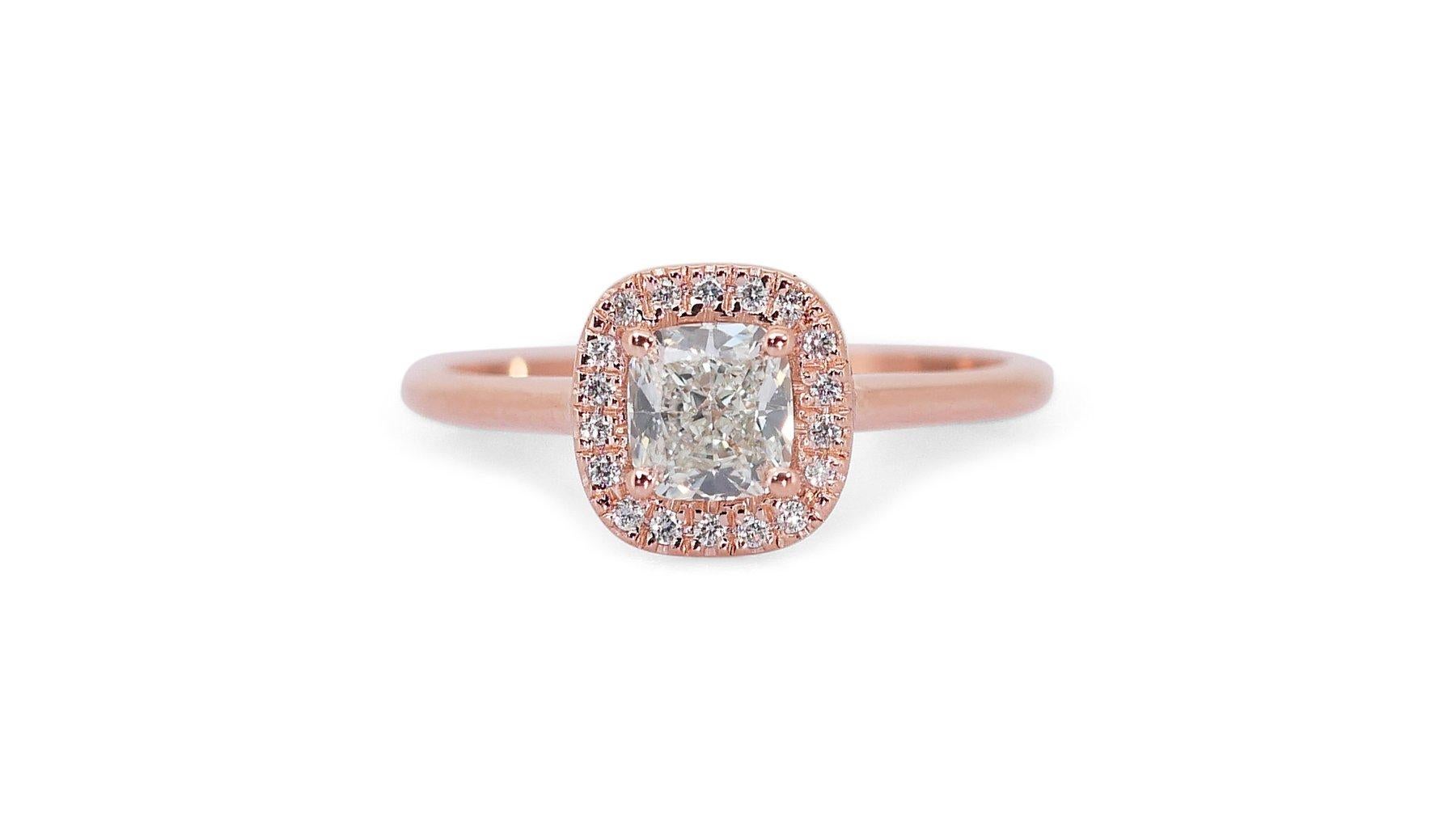 Gorgeous 1.60ct Diamonds Halo Ring in 18k Rose Gold - GIA Certified For Sale 3