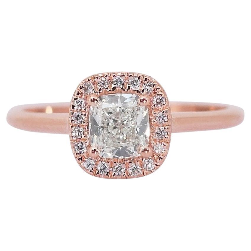 Gorgeous 1.60ct Diamonds Halo Ring in 18k Rose Gold - GIA Certified For Sale
