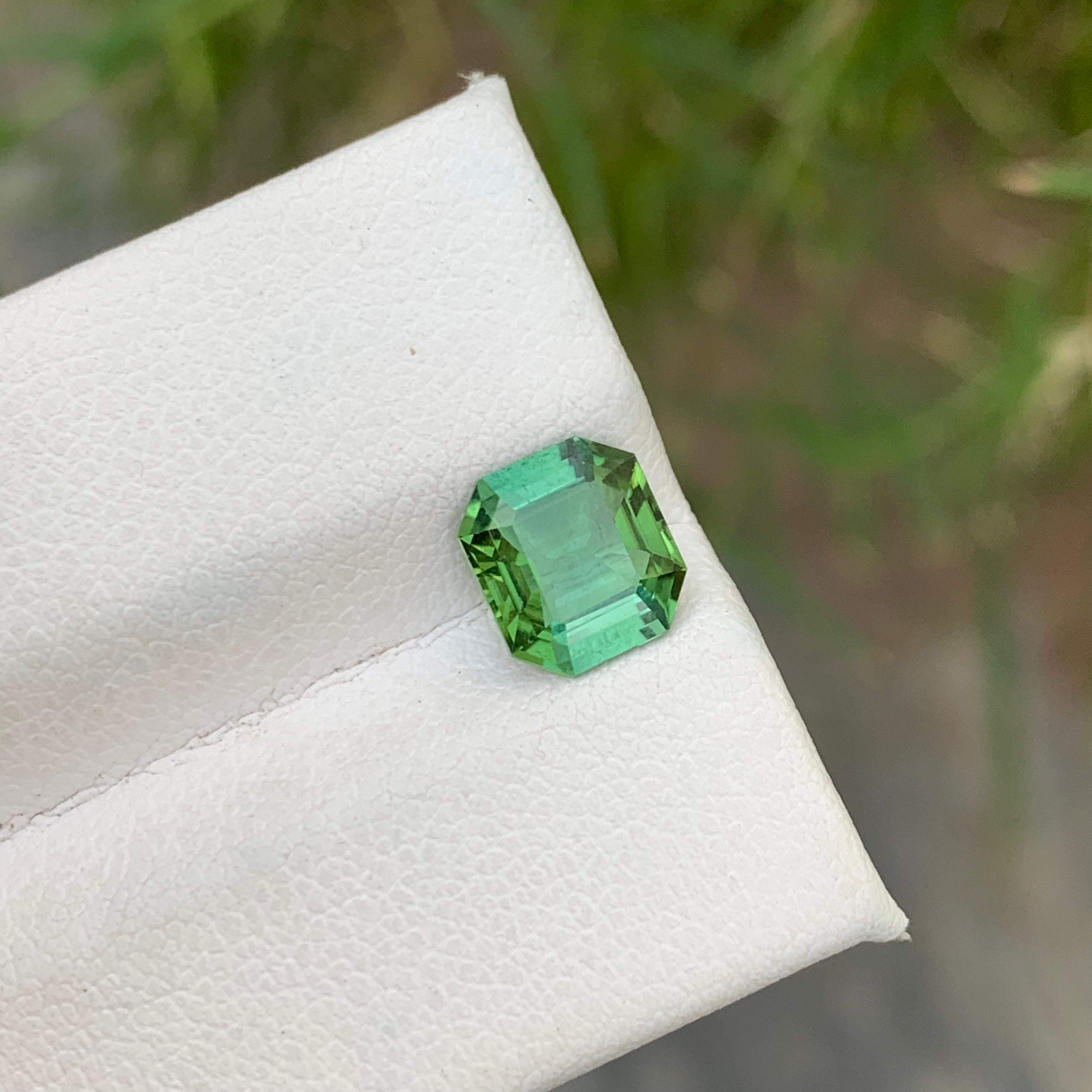 Gorgeous 1.65 Carat Mint Green Tourmaline Emerald Cut Ring Gem from Afghanistan 4