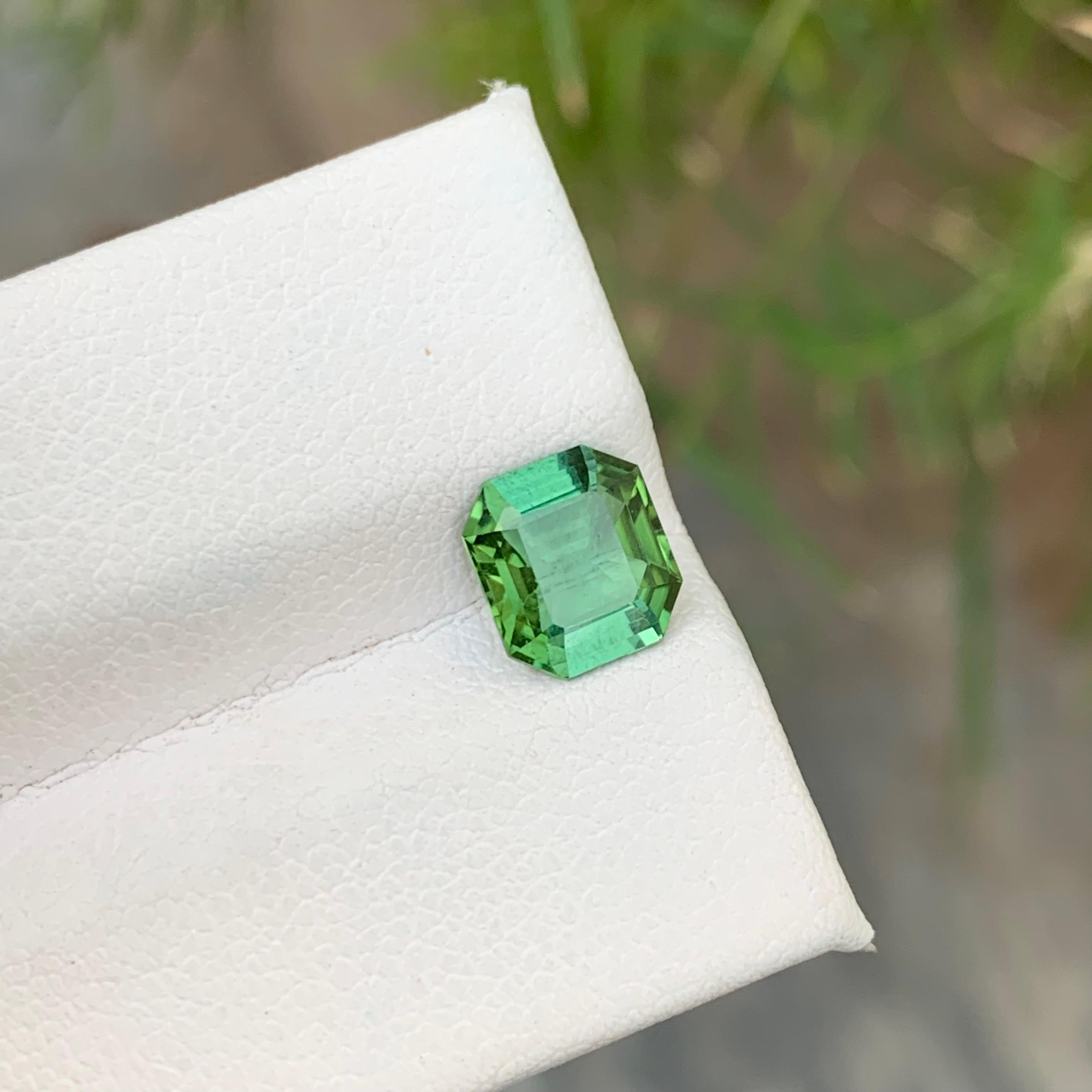 Gorgeous 1.65 Carat Mint Green Tourmaline Emerald Cut Ring Gem from Afghanistan 5