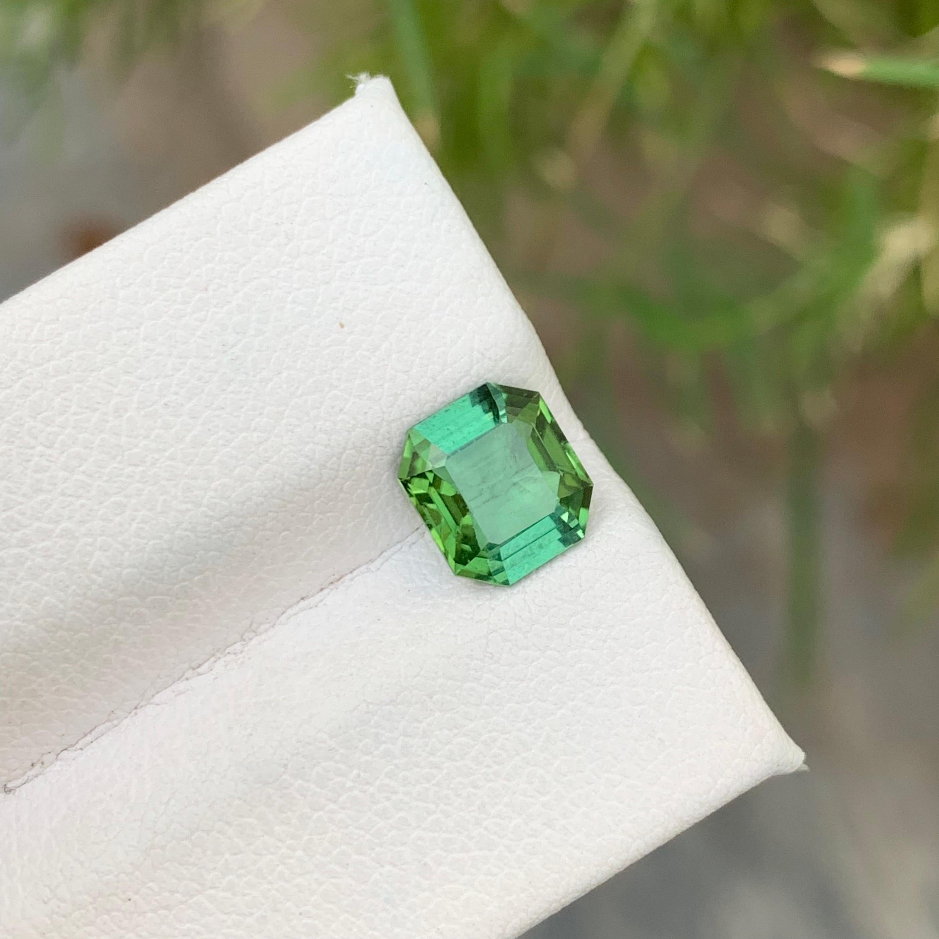 Gorgeous 1.65 Carat Mint Green Tourmaline Emerald Cut Ring Gem from Afghanistan 6