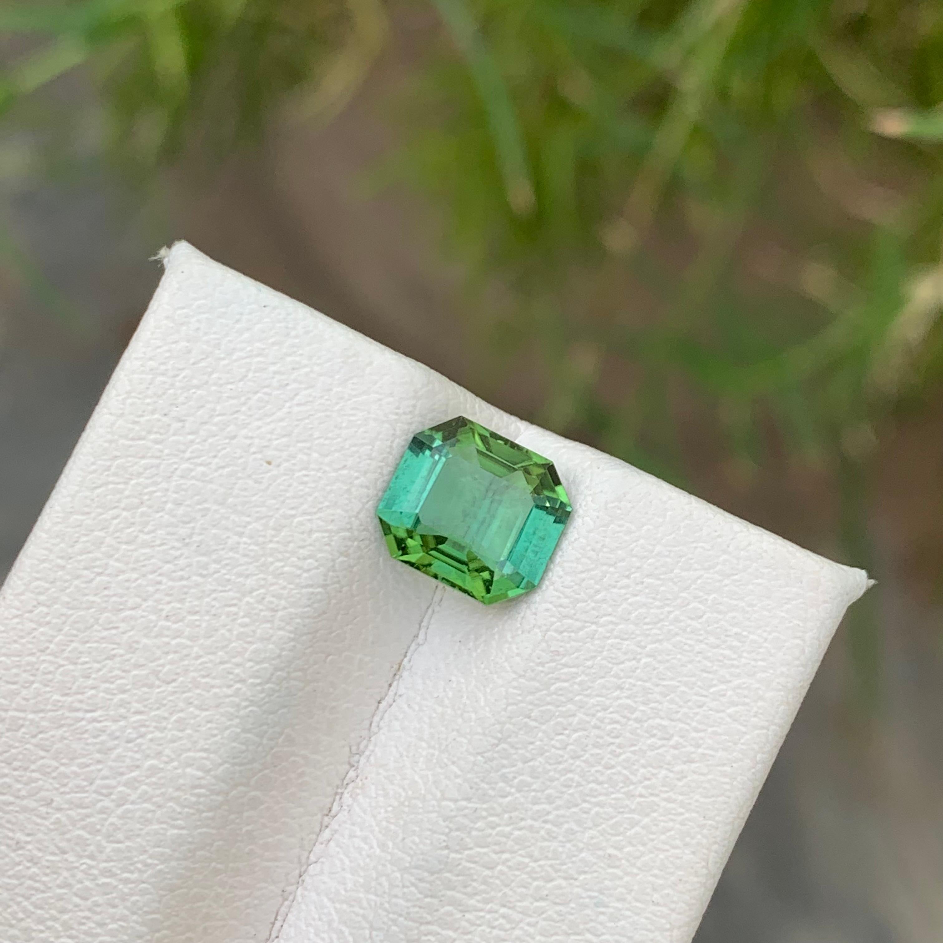 Gorgeous 1.65 Carat Mint Green Tourmaline Emerald Cut Ring Gem from Afghanistan 1