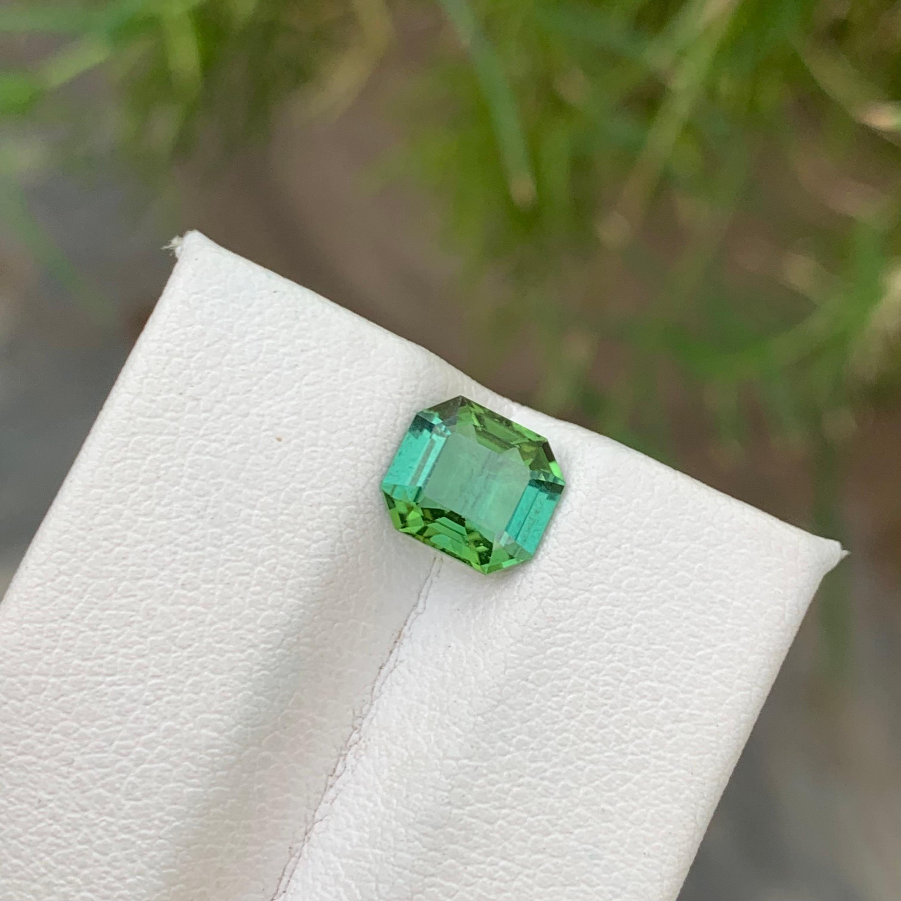 Gorgeous 1.65 Carat Mint Green Tourmaline Emerald Cut Ring Gem from Afghanistan 2