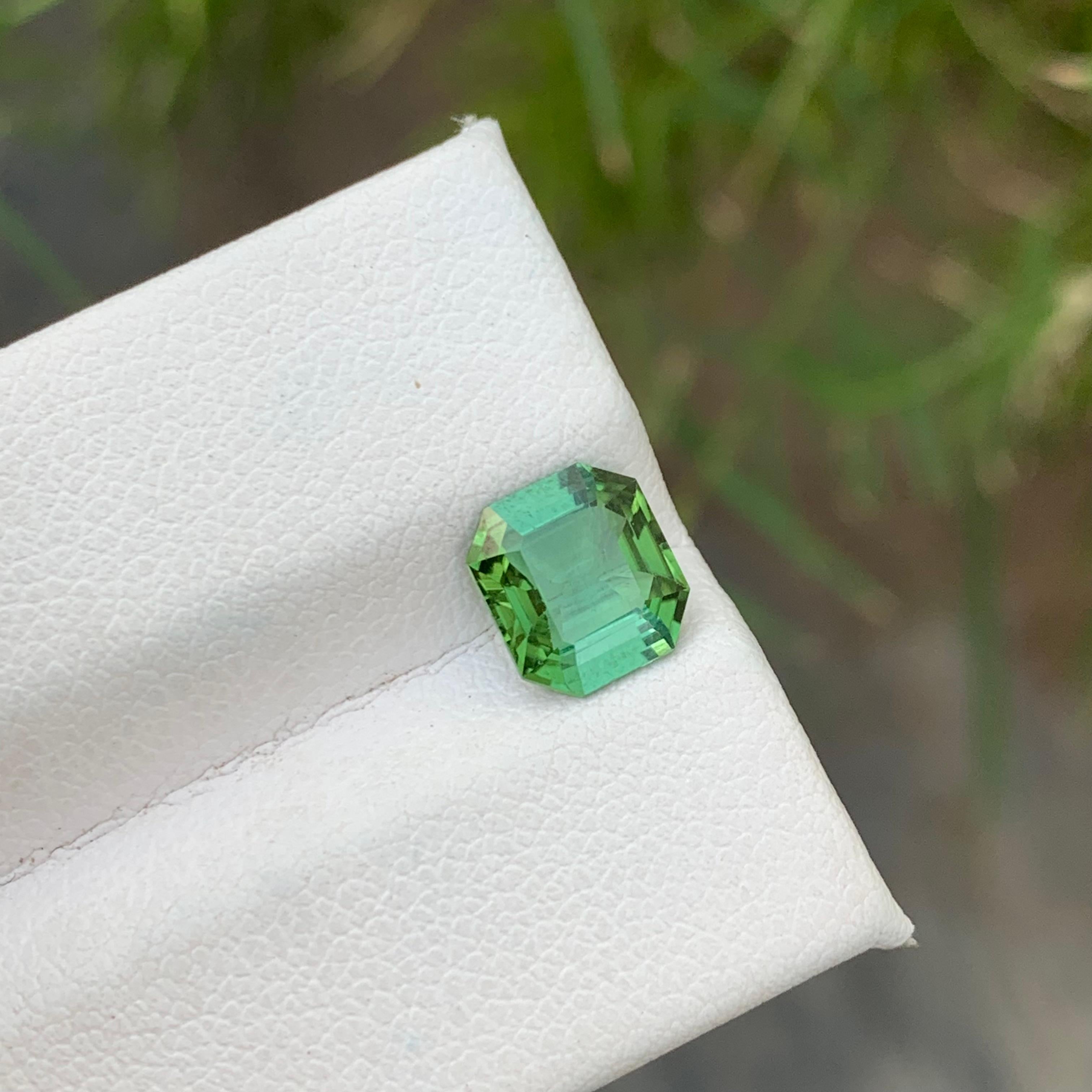 Gorgeous 1.65 Carat Mint Green Tourmaline Emerald Cut Ring Gem from Afghanistan 3