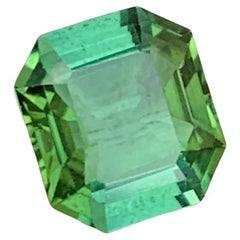 Gorgeous 1.65 Carat Mint Green Tourmaline Emerald Cut Ring Gem from Afghanistan