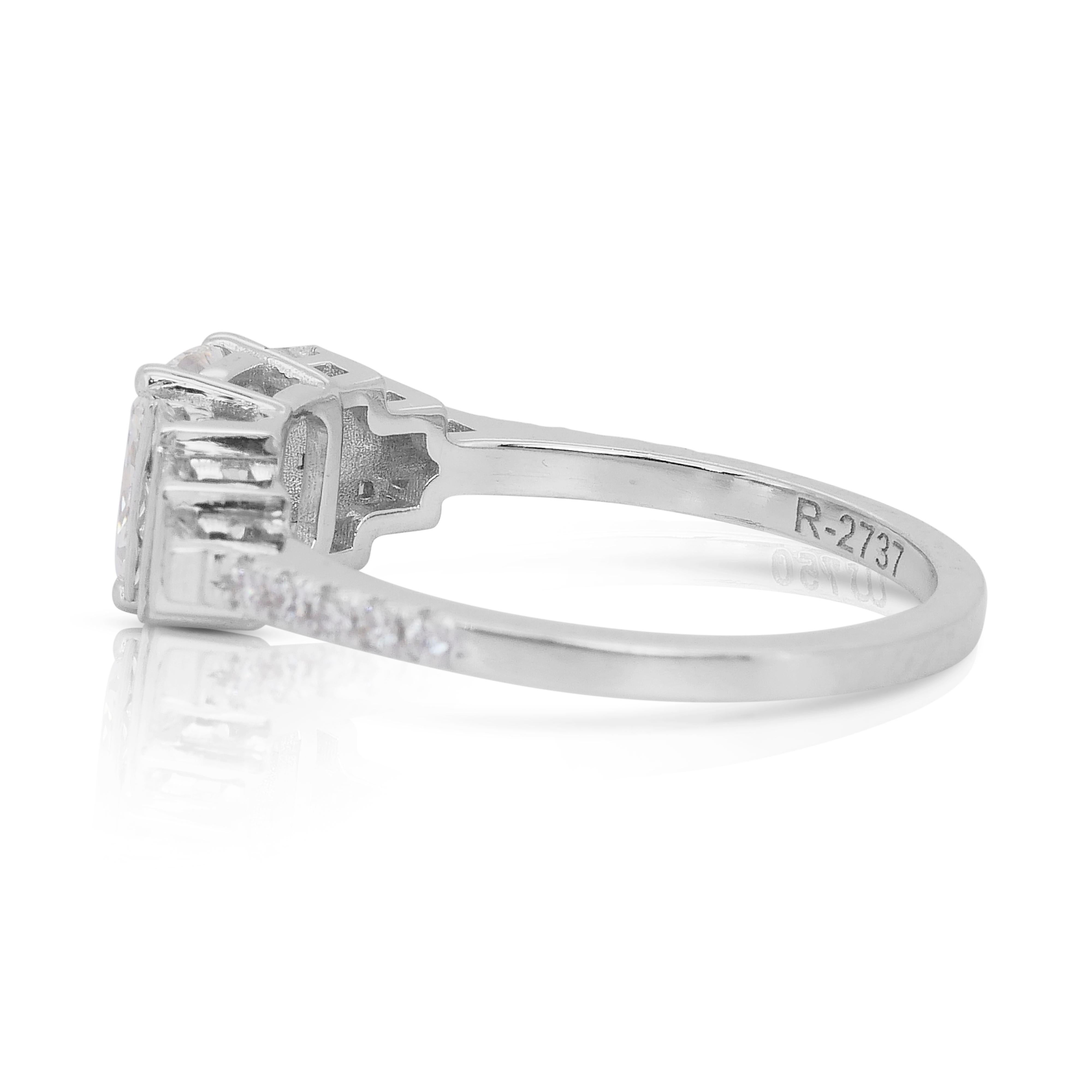 Donna Splendido anello con 1,66 carati di diamanti in oro bianco 18 carati - Certificato IGI in vendita
