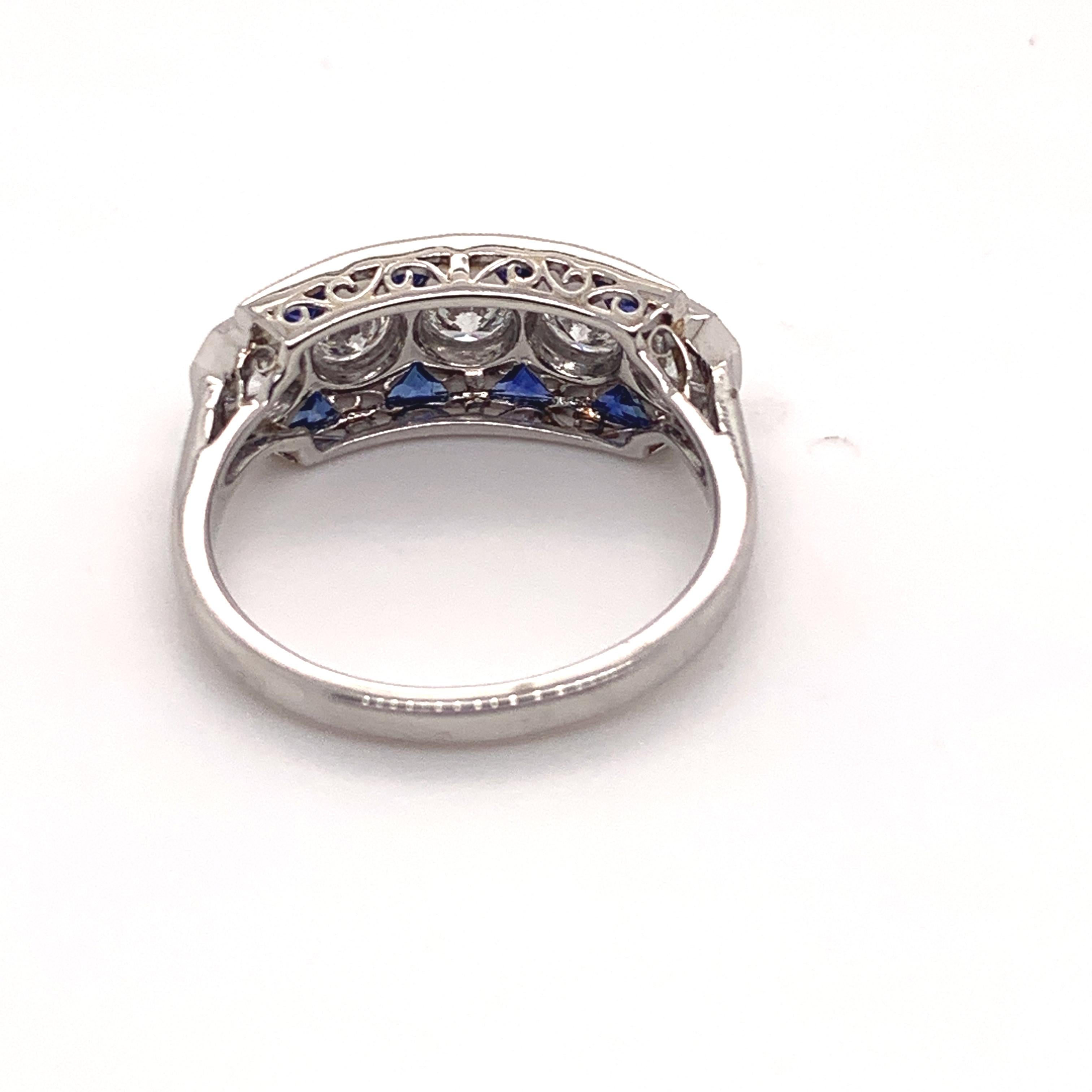 Round Cut Sophia D. 1.67 Carat Blue Sapphire and Diamond Platinum Ring