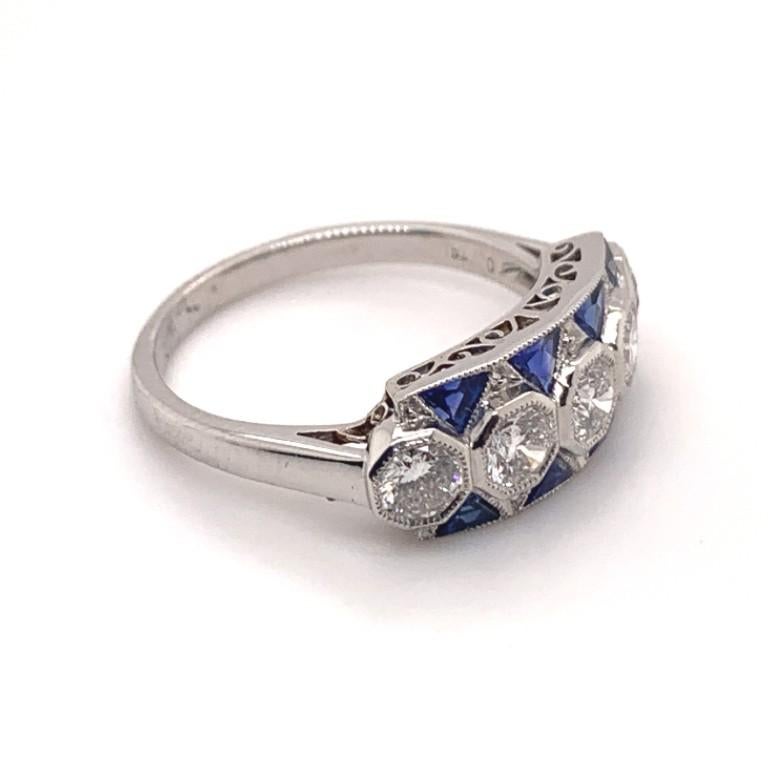Women's or Men's Sophia D. 1.67 Carat Blue Sapphire and Diamond Platinum Ring