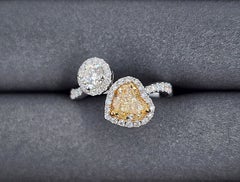 Anello con diamante giallo naturale Moi Et Toi da 1,68 carati