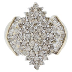 Gorgeous 1.75ct Diamonds Cluster Ring in 14K Yellow Gold