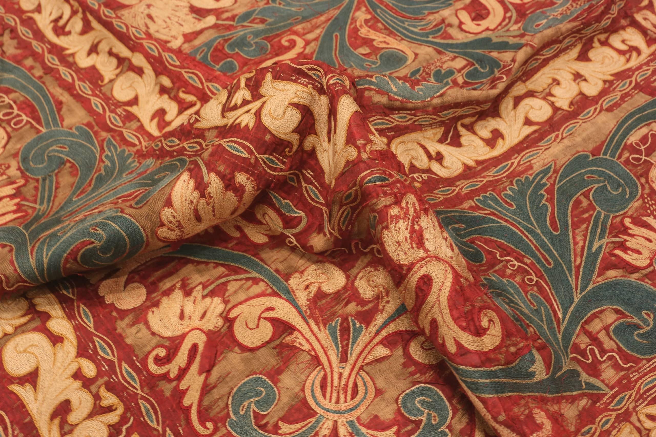 Gorgeous 17th Century Antique Italian Silk Embroidery Textile, Country of Origin: Italy, Circa Date: 17th Century