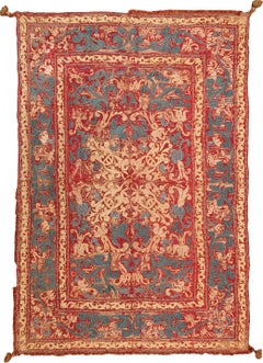 Gorgeous 17th Century Antique Italian Silk Embroidery Textile 6'2" x 8'9"